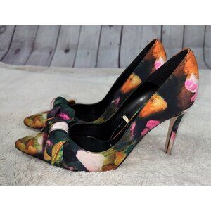 TED BAKER Women's Ryoh Pointed Toe Bow Accent Art Print High Heel Pumps Shoes 41